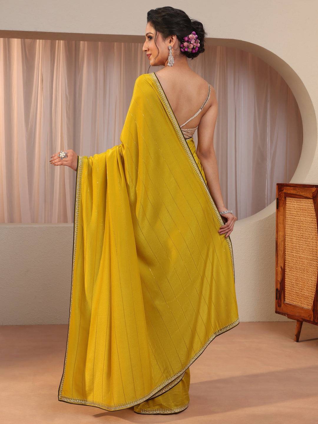 Mustard Silk Blend Saree