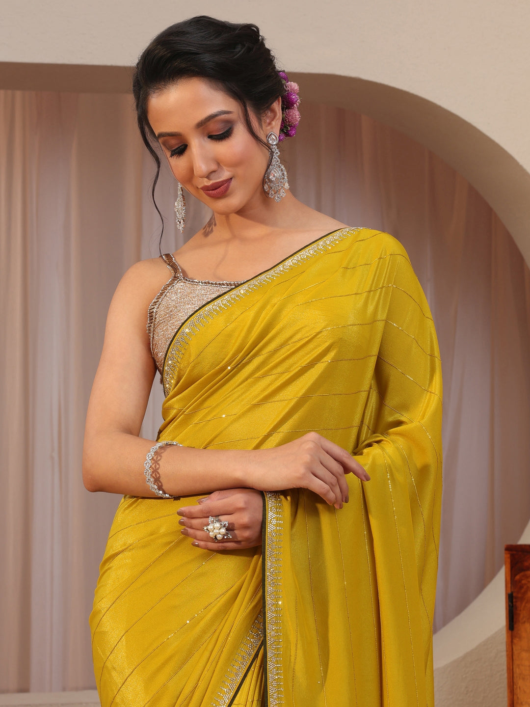 Mustard Silk Blend Saree