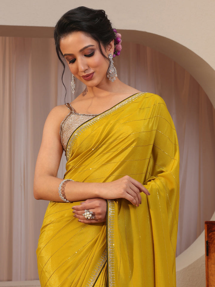 Mustard Silk Blend Saree