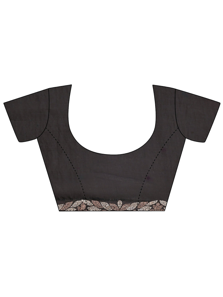 Black And Golden Tissue Saree With Embellished Border