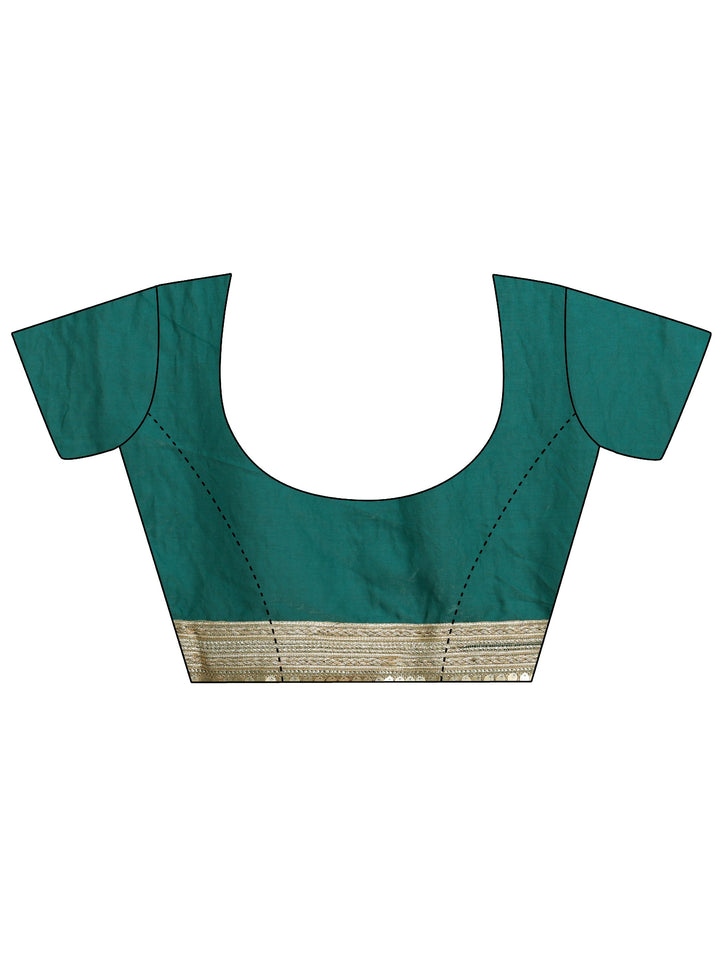 Kelly Green Tissue Saree With Embellished Border