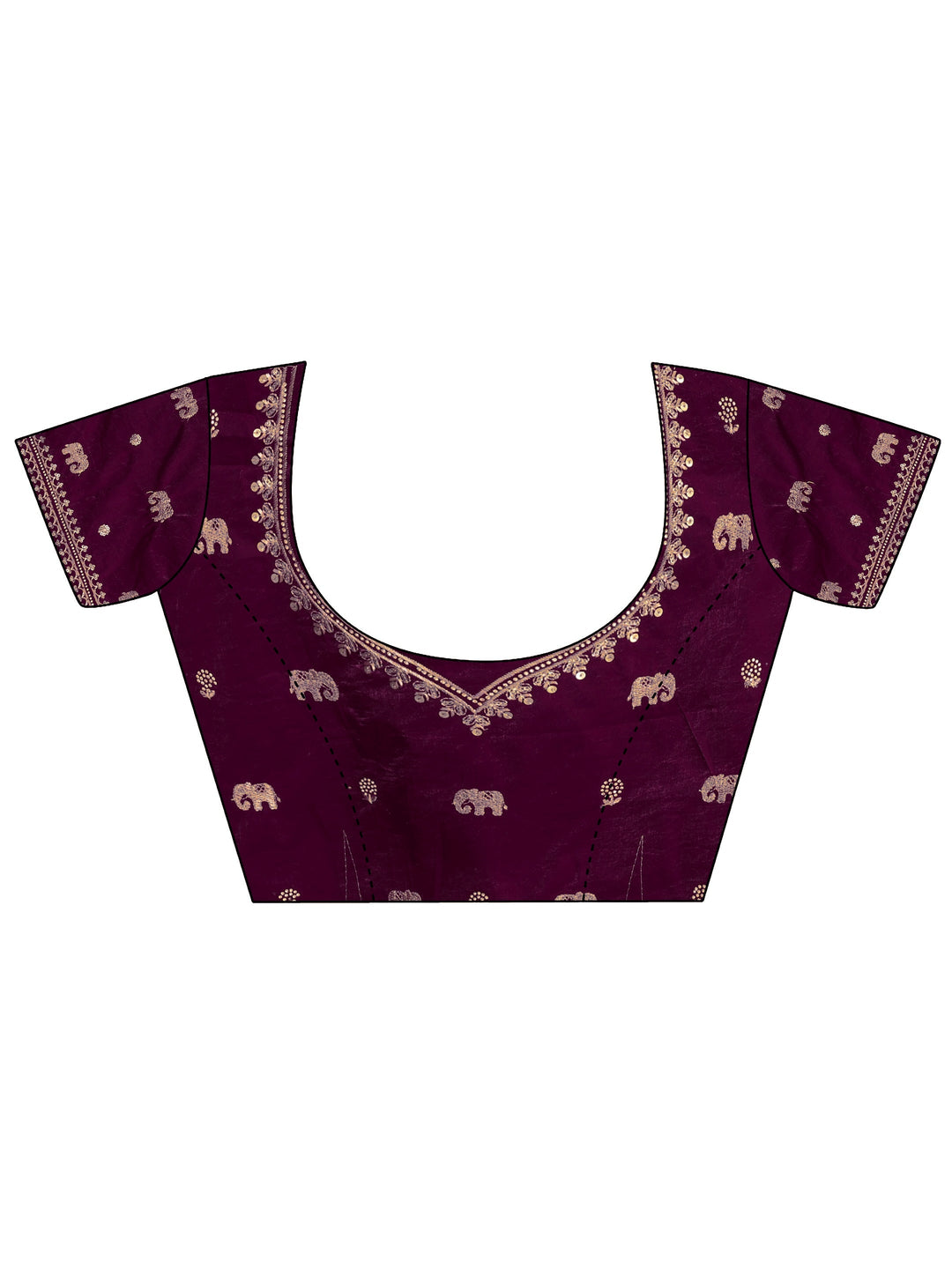 Burgundy Tissue Saree With Embellished Border