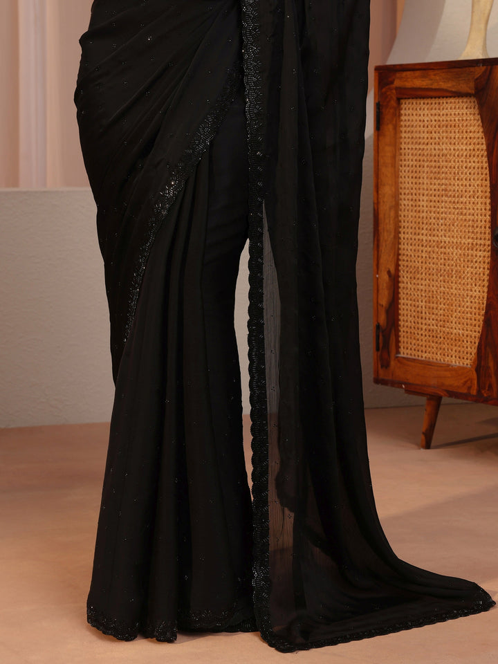 Black Chiffon Saree With Sequin Border