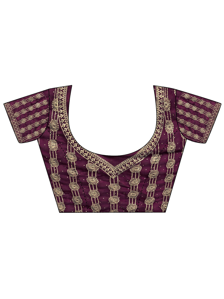 Libas Burgundy Solid Tissue Saree