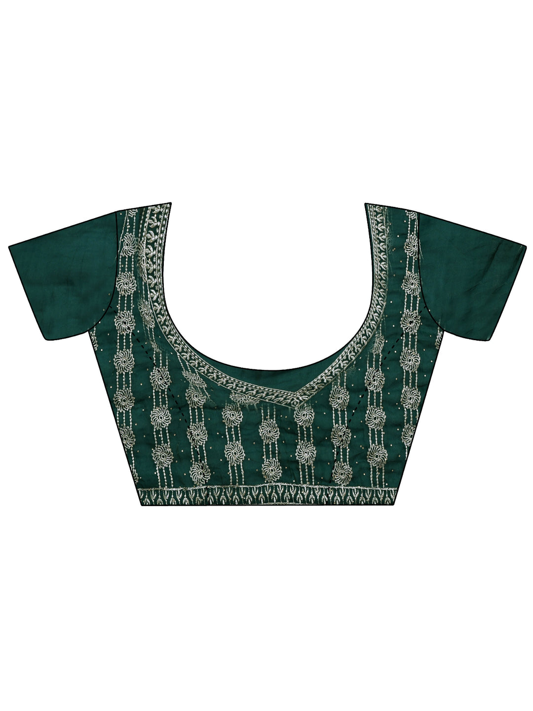 Green Tissue Saree With Embellished Border