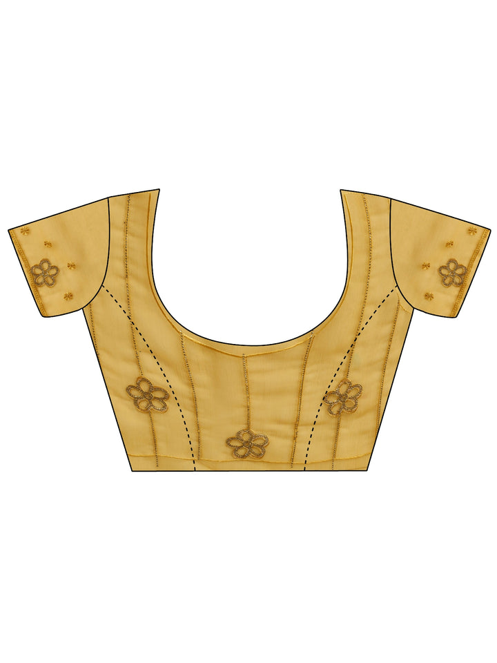 Libas Yellow Embroidered Organza Saree