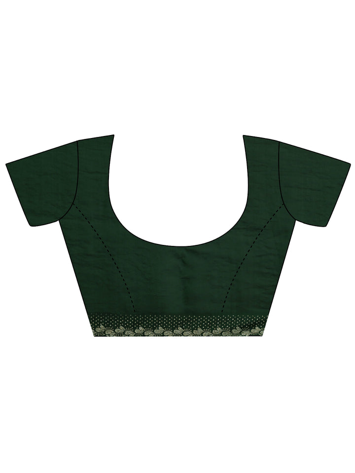 Forest Green Embellished Border Tissue Saree