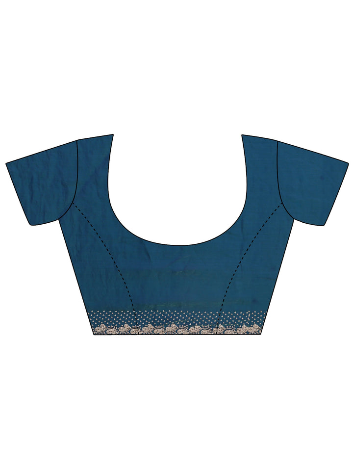 Pacific Blue Embellished Border Tissue Saree