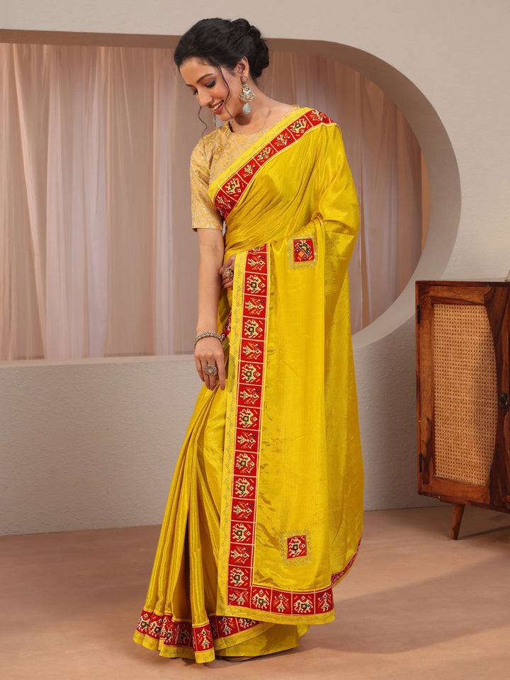 Patola Border Mustard Chiffon Saree