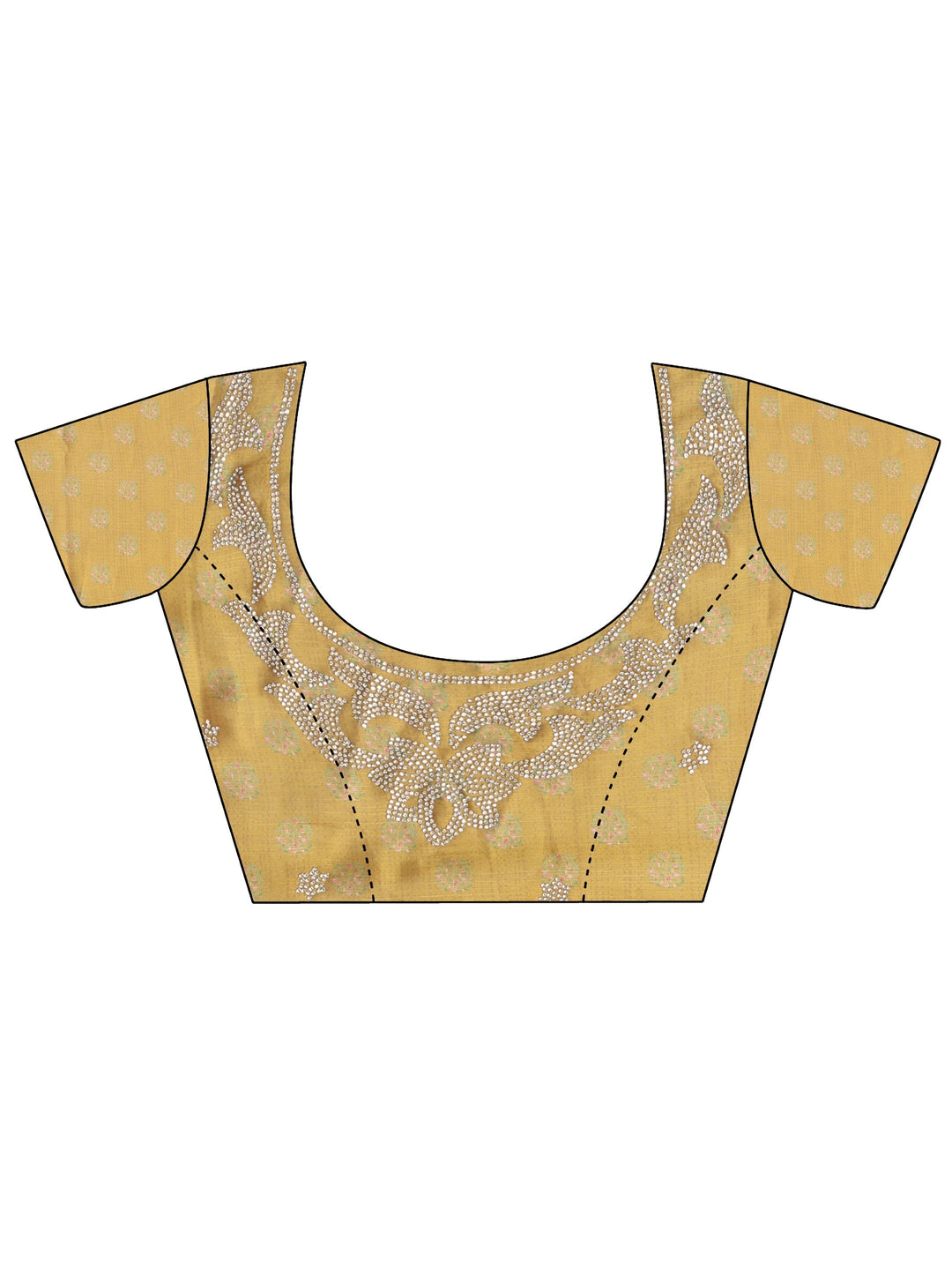 Mustard Chiffon Saree Wth Printed Border