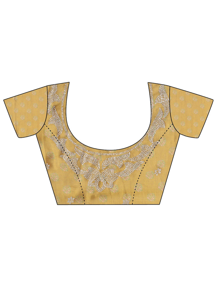 Mustard Chiffon Saree Wth Printed Border