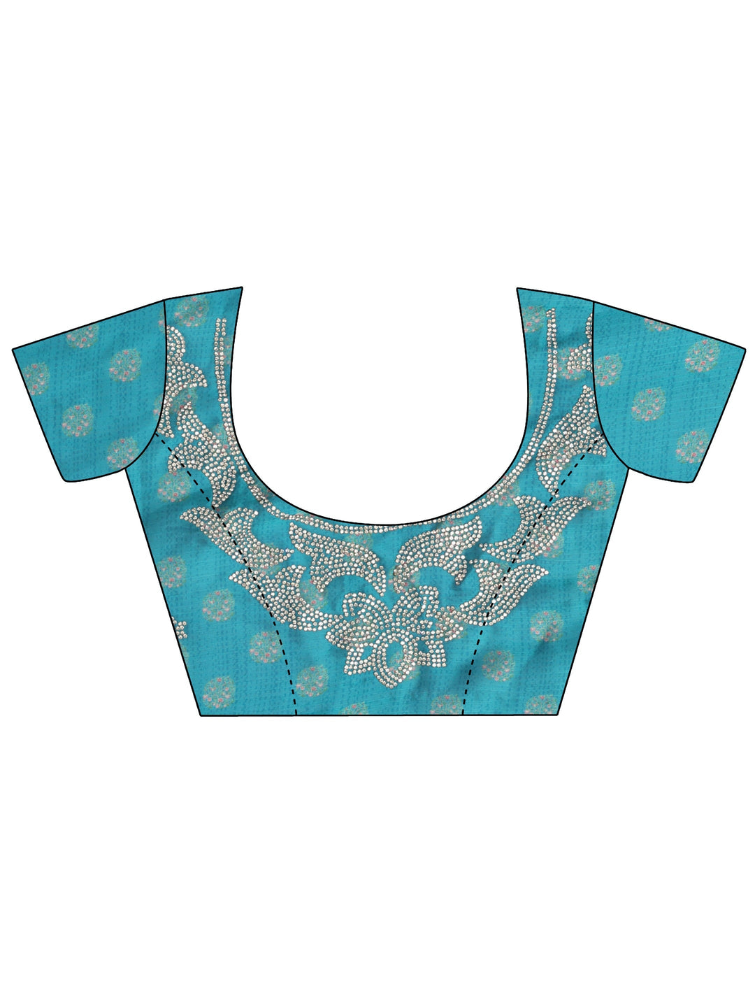 Cerulean Blue Chiffon Saree Wth Printed Border