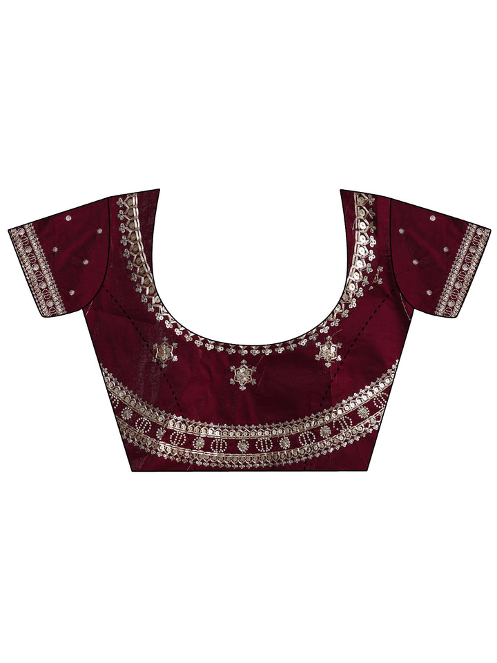 Burgundy Embellished Border Tissue Saree