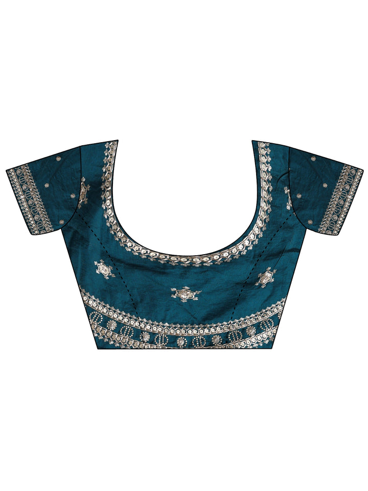 Persian Blue Embellished Border Tissue Saree