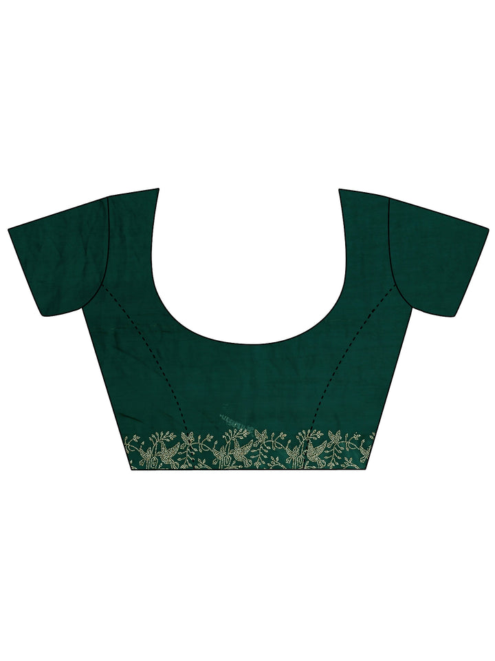 Green Tissue Saree With Embroidered Border