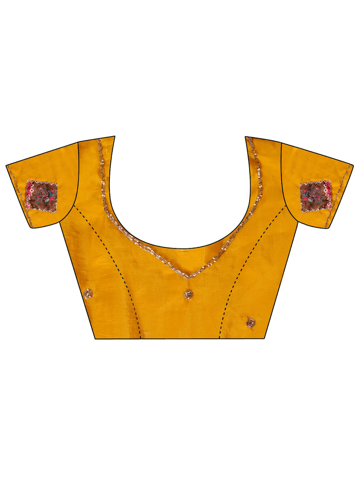 Libas Mustard Applique Embellished Satin Saree