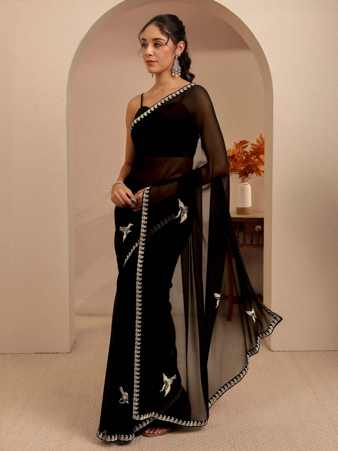 Libas Black Georgette Saree