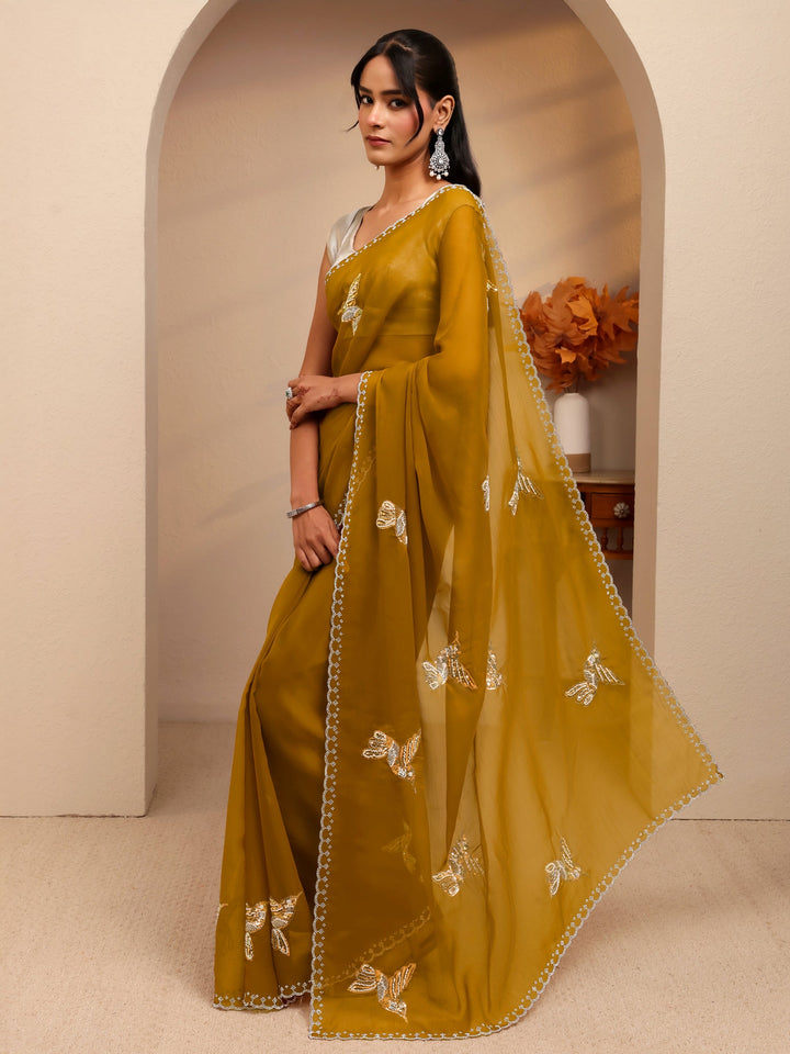 Libas Mustard Tissue Saree
