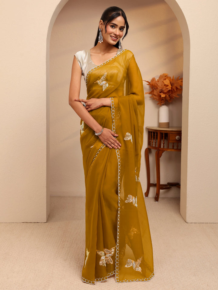 Libas Mustard Tissue Saree