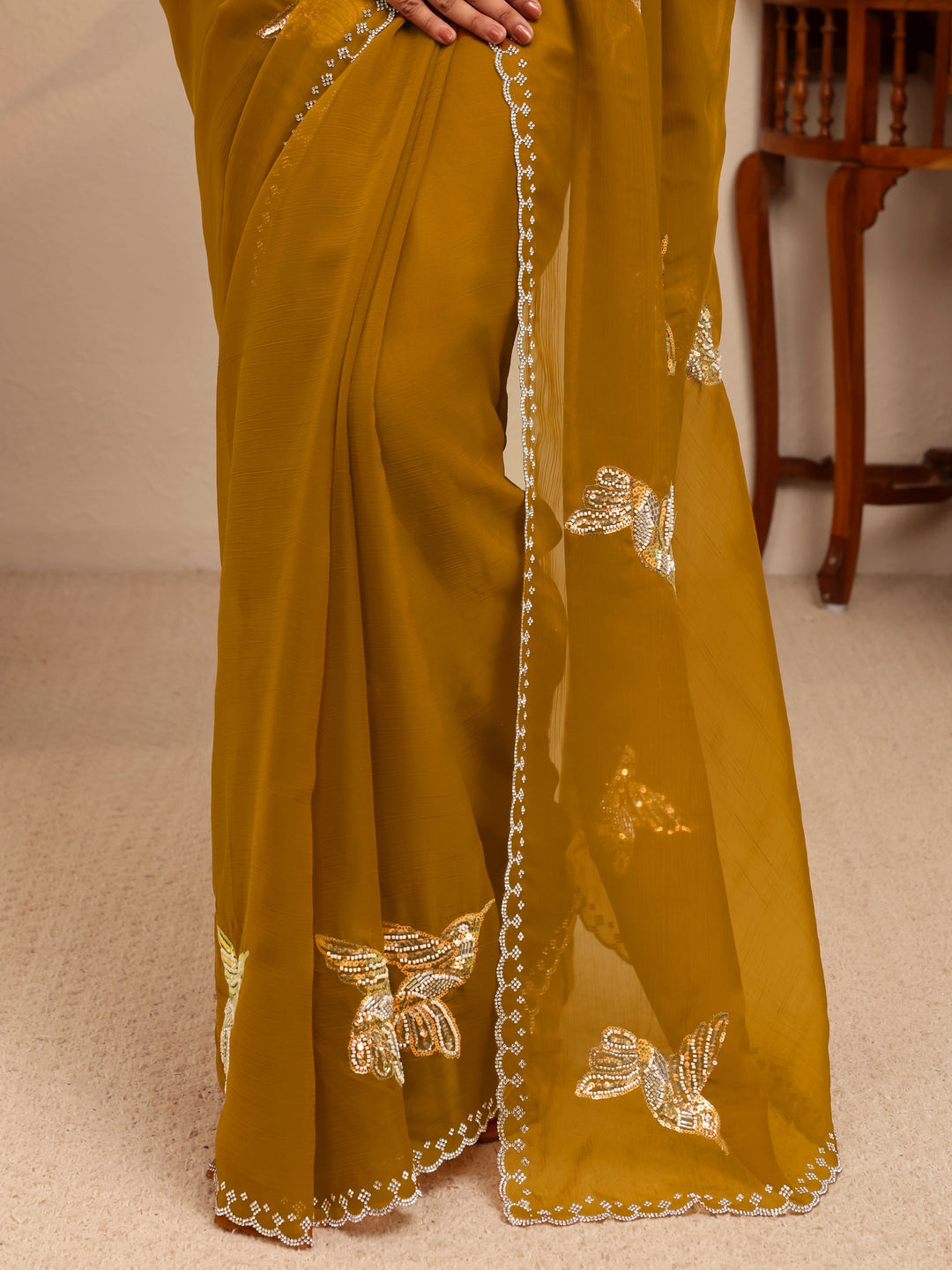 Libas Mustard Tissue Saree