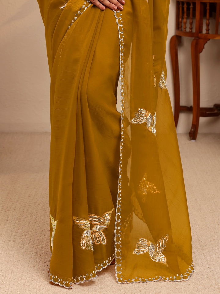 Libas Mustard Tissue Saree