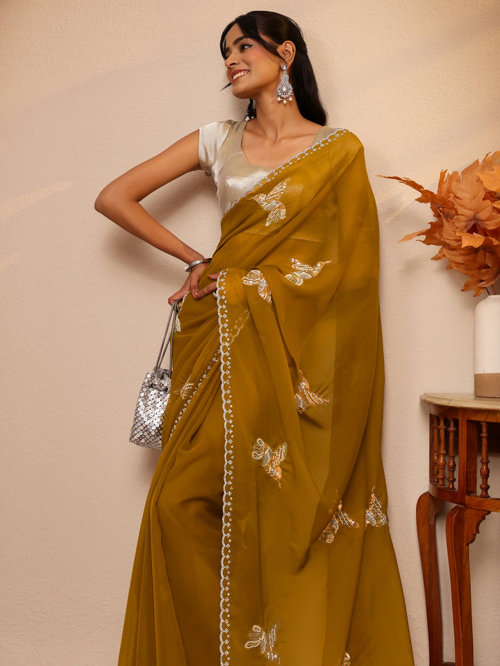 Libas Mustard Tissue Saree
