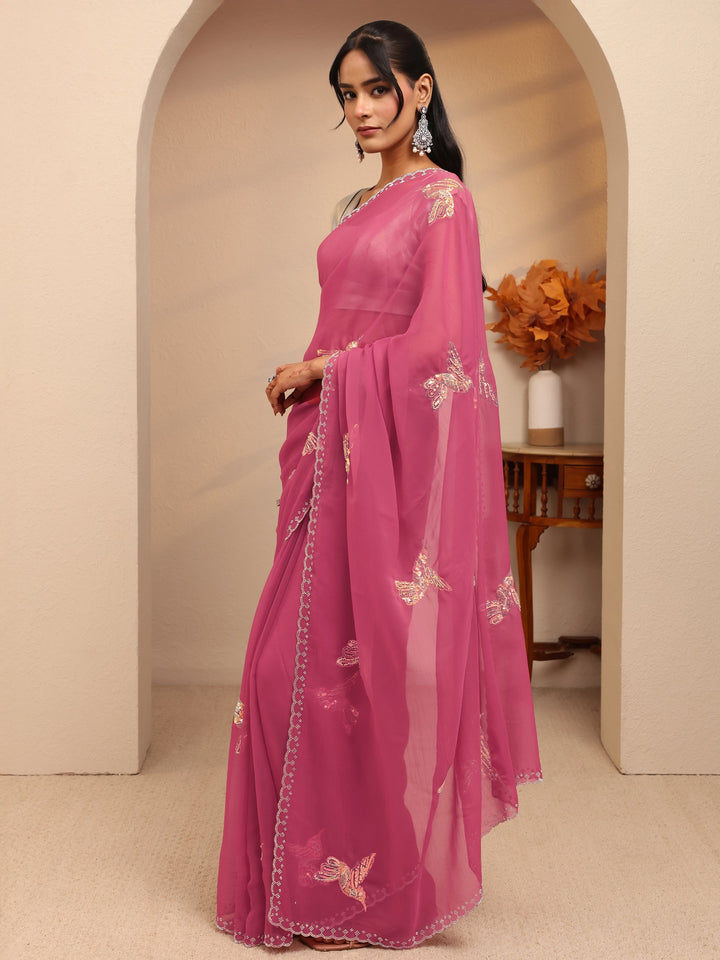 Libas Orchid Pink Tissue Saree
