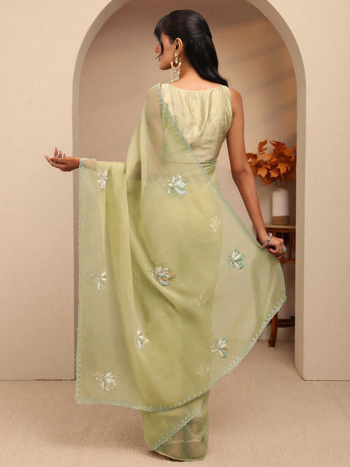 Libas Mint Green Tissue Saree