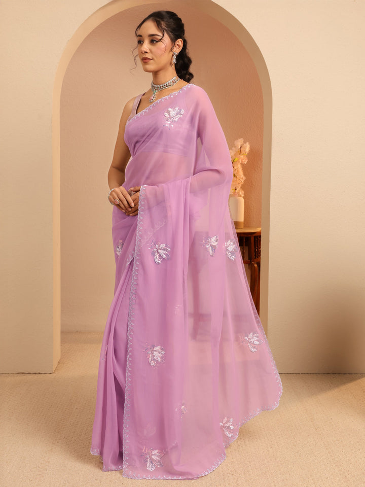 Libas Lavender Tissue Saree