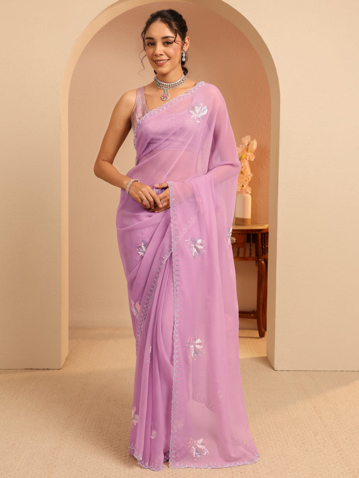 Libas Lavender Tissue Saree