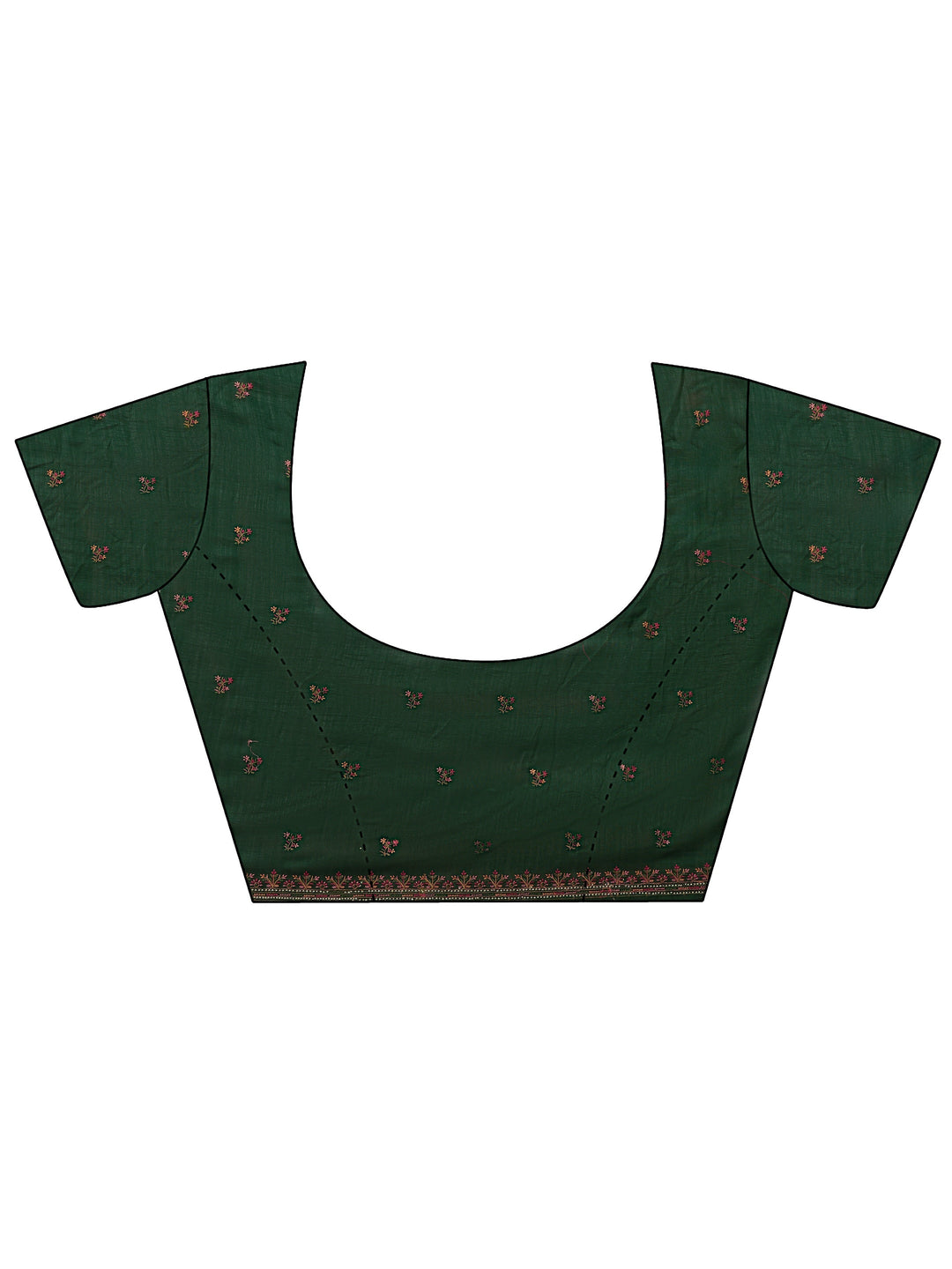 Bottle Green Floral Embroidered Silk Blend Saree