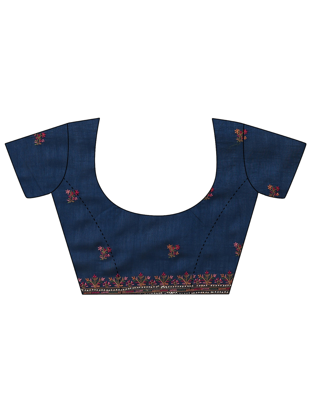 Persian Blue Floral Embroidered Silk Blend Saree