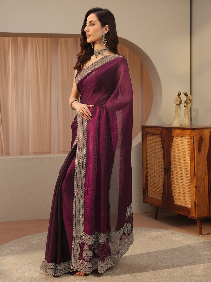 Burgundy Tissue Saree