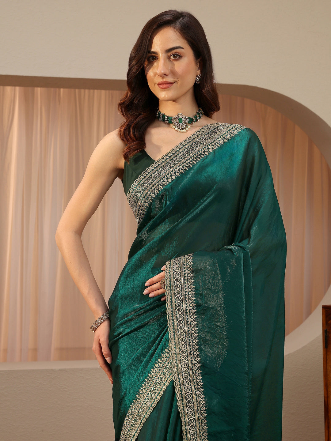 Sacramento Green Tissue Saree