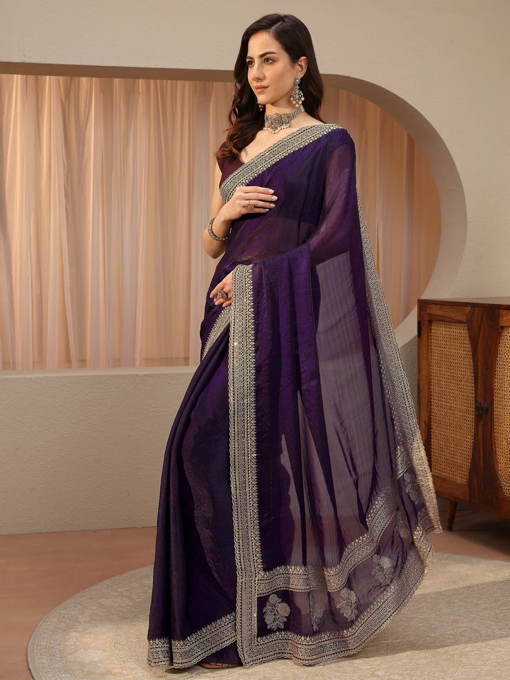 Plum Purple Tissue Saree