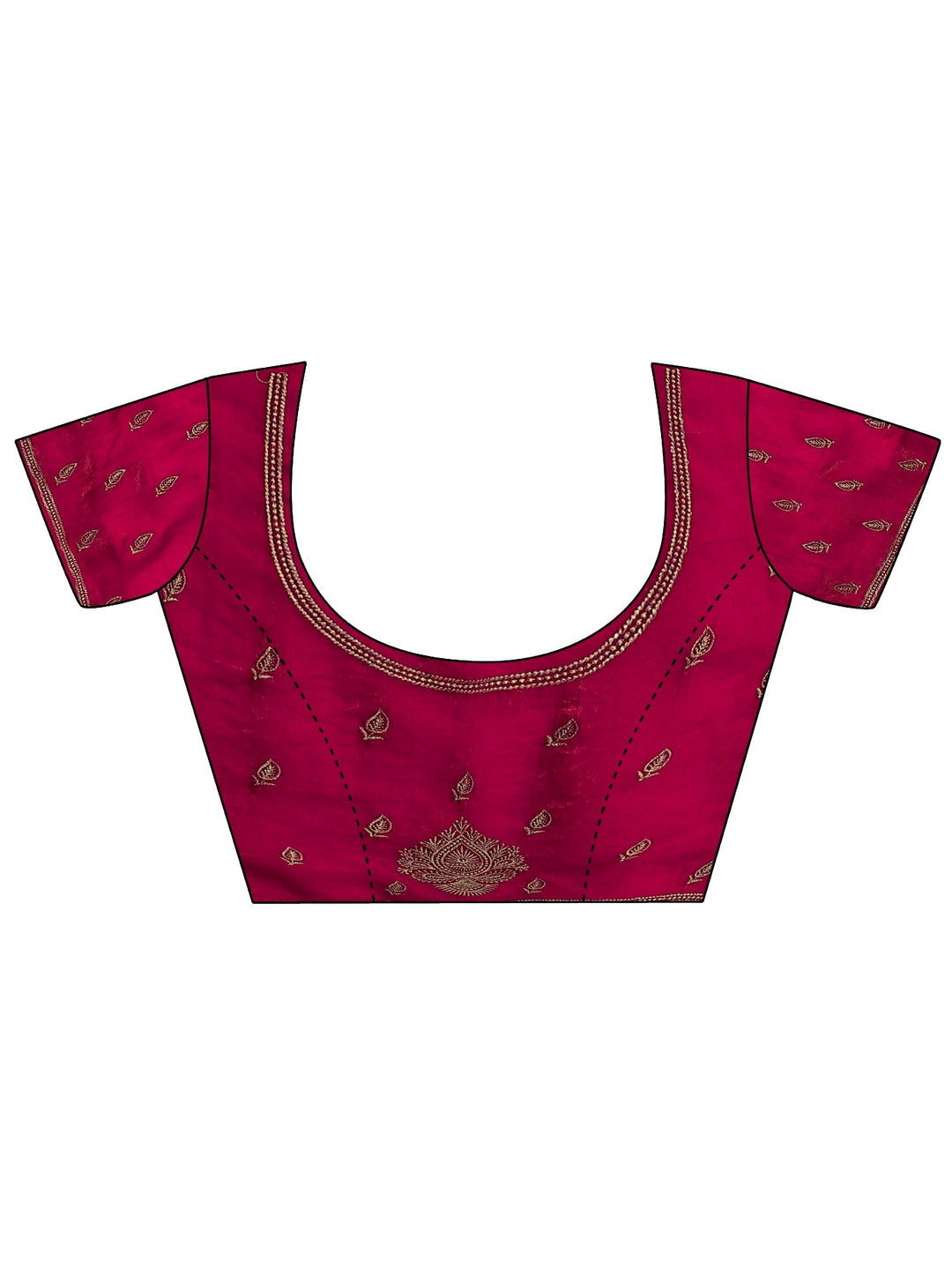 Rani Pink Ethnic Embellished Tissue Saree