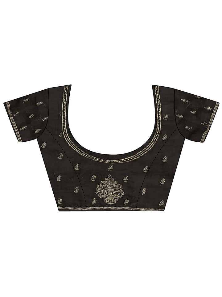 Black Ethnic Embellished Tissue Saree