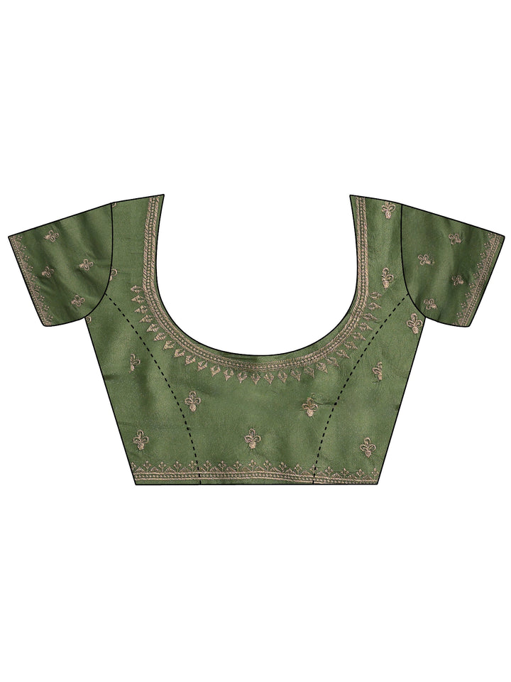 Sage Green Embellished Satin Saree