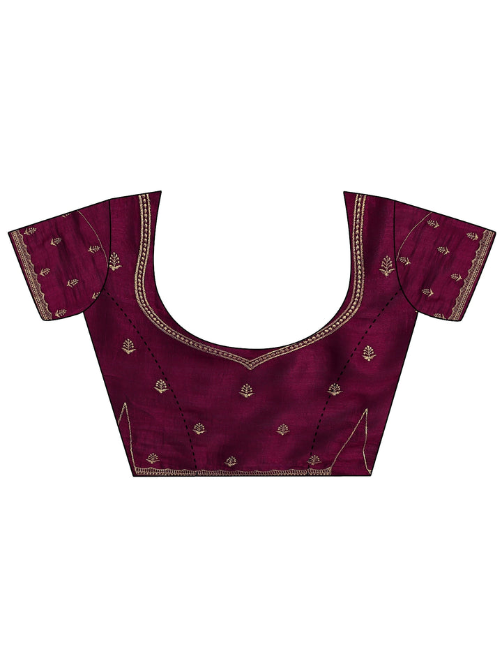 Maroon Embellished Silk Blend Saree