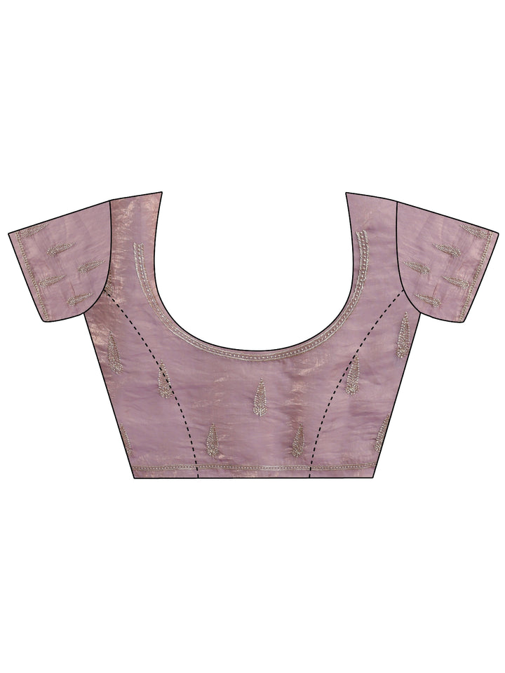Lavender Ethnic Embellished Tissue Saree