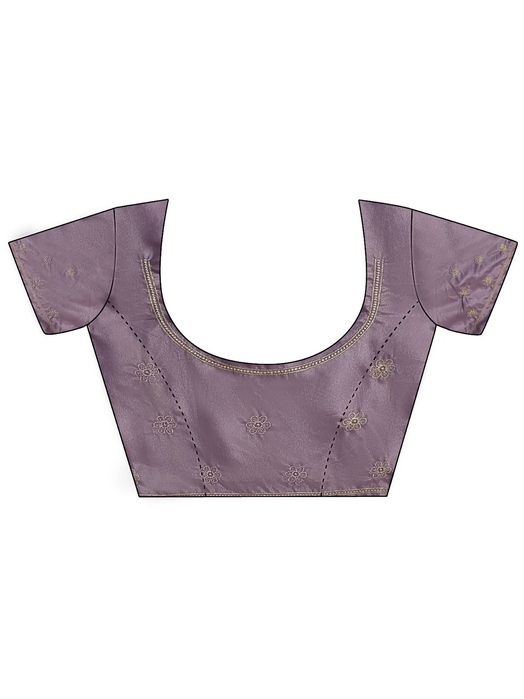 Lavender Floral Embroidered Satin Saree