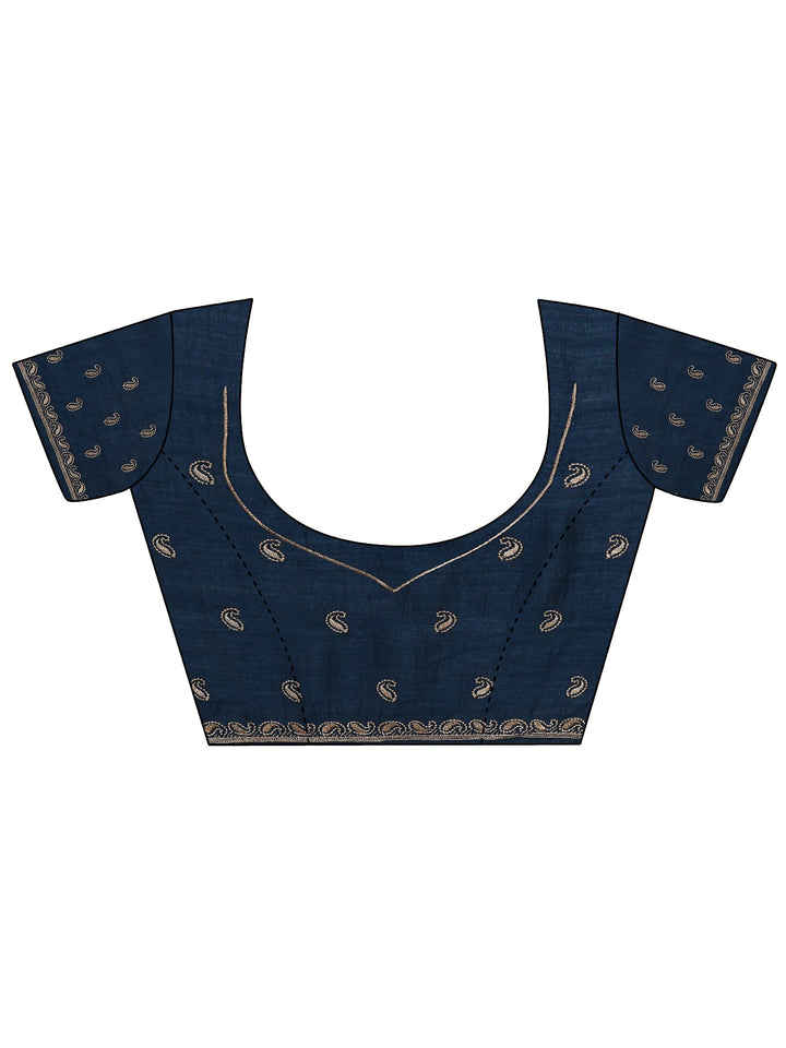 Navy Blue Embellished Silk Blend Saree