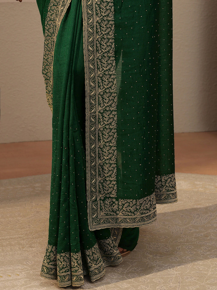 Sacramento Green Embellished Silk Blend Saree