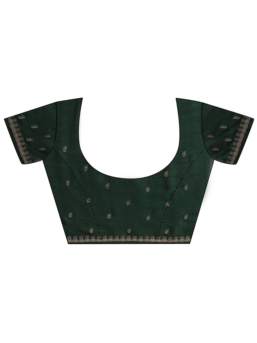 Bottle Green Floral Embroidered Silk Blend Saree