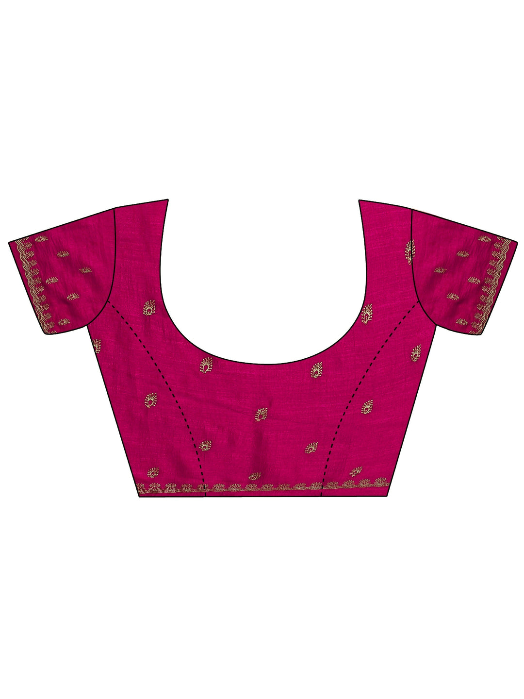 Rani Pink Floral Embroidered Silk Blend Saree
