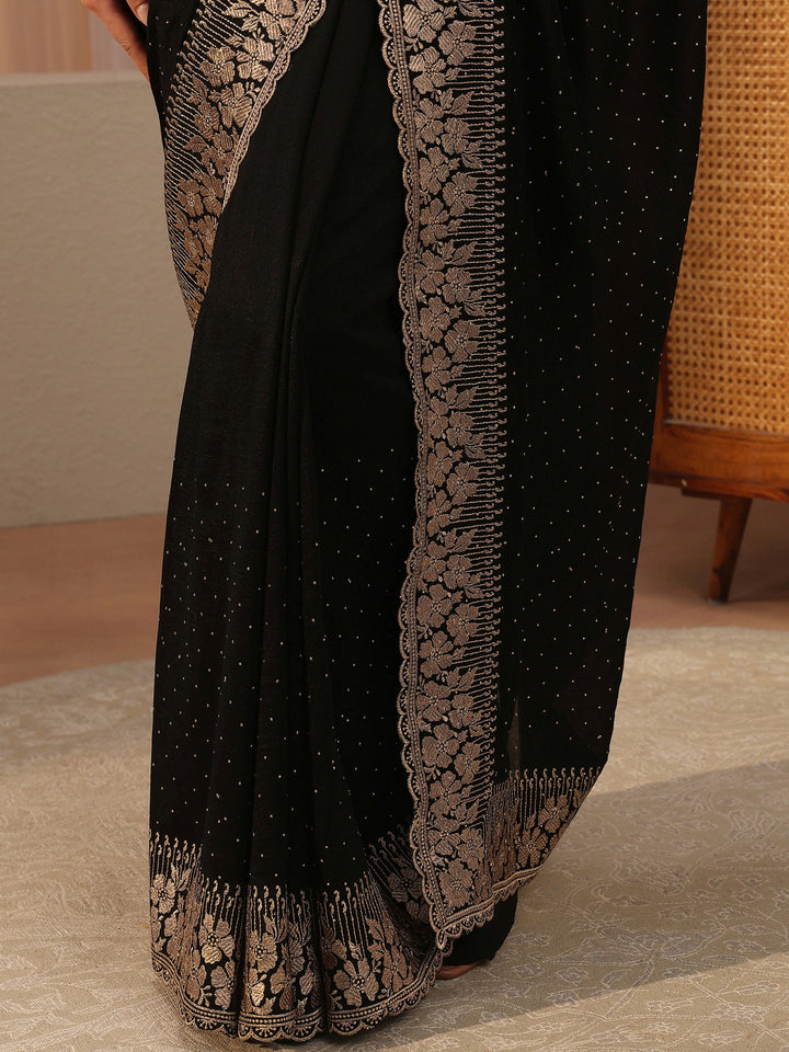 Black Embellished Silk Blend Saree