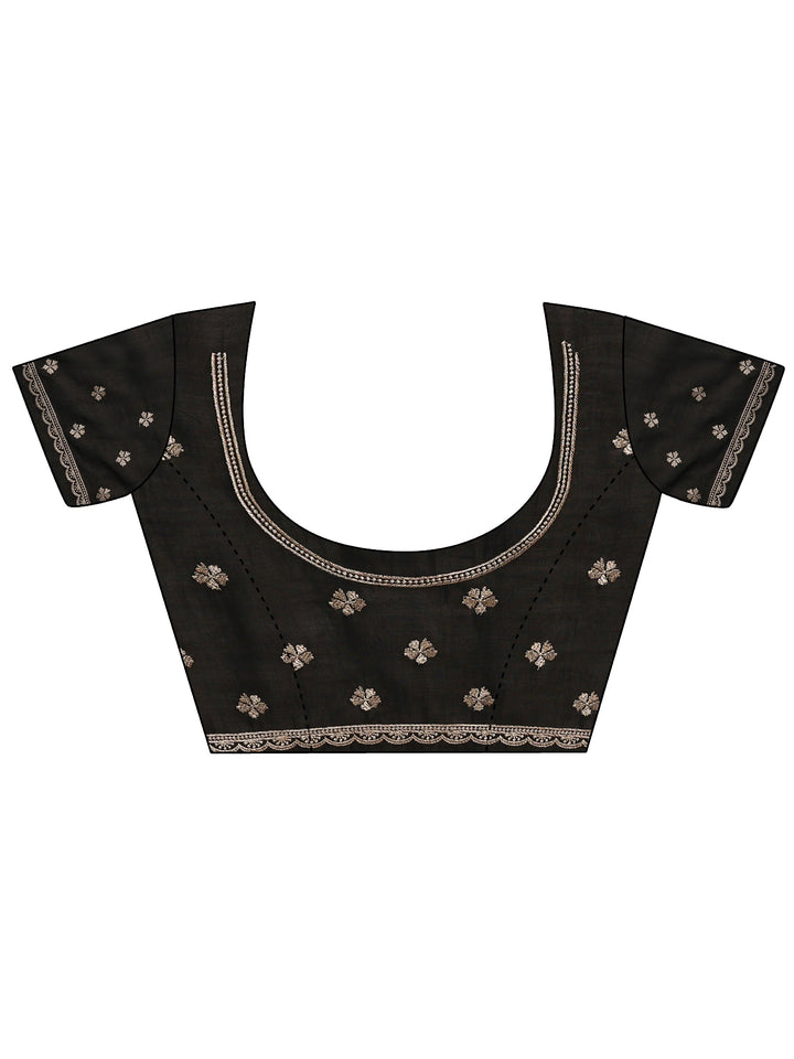 Black Embellished Silk Blend Saree