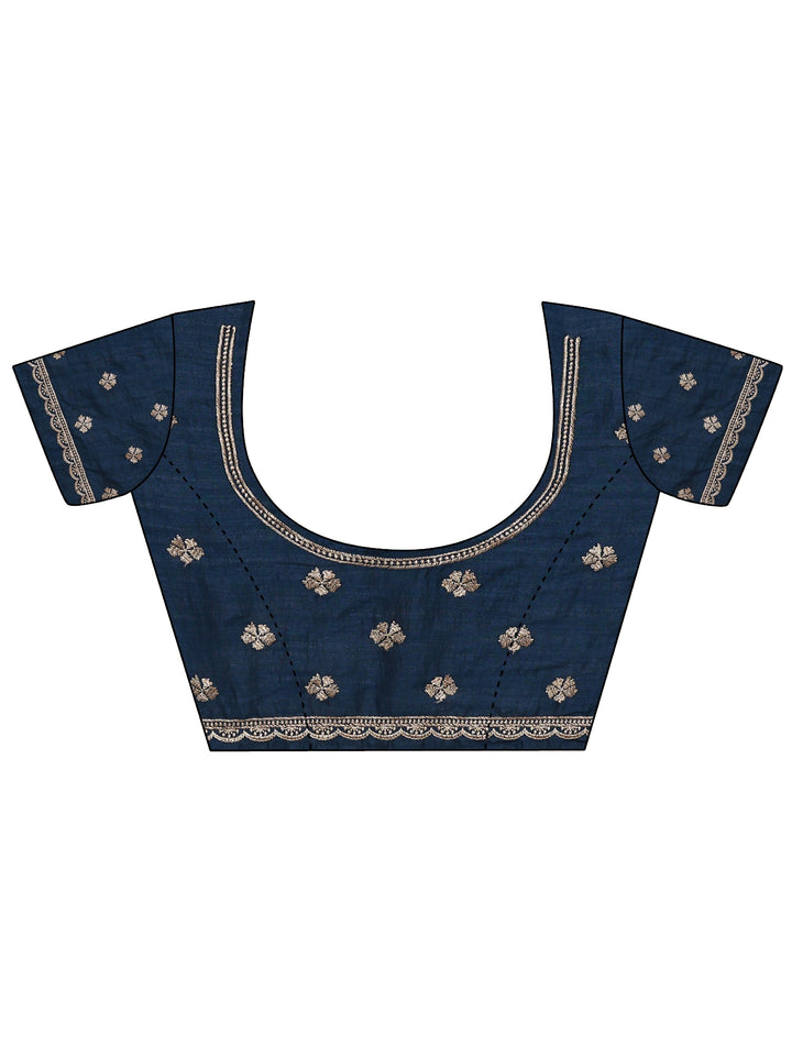 Navy Blue Embellished Silk Blend Saree