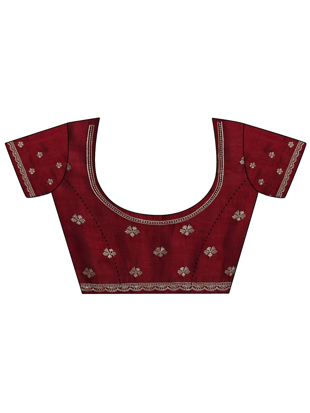 Burgundy Embellished Silk Blend Saree