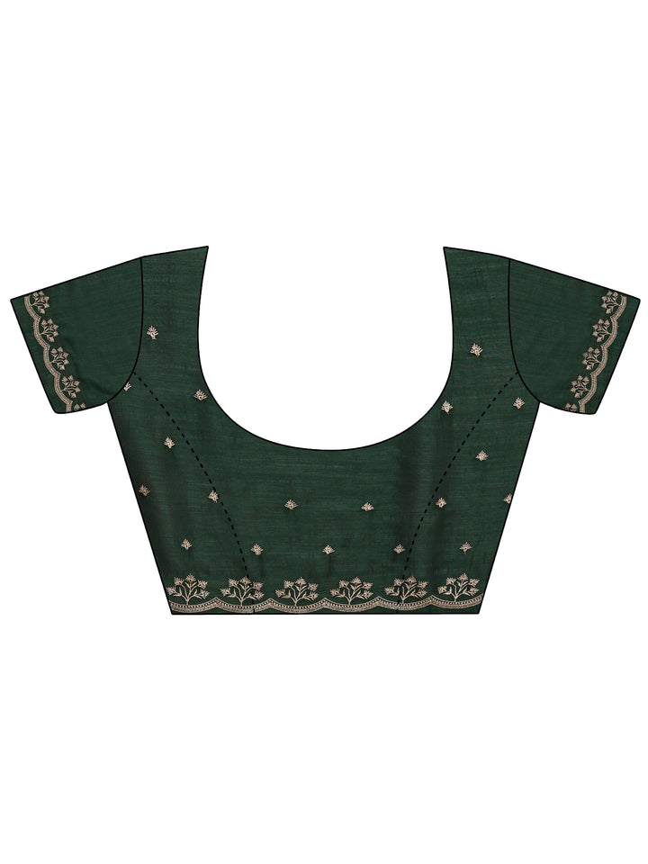 Sacramento Green Floral Embroidered Silk Blend Saree